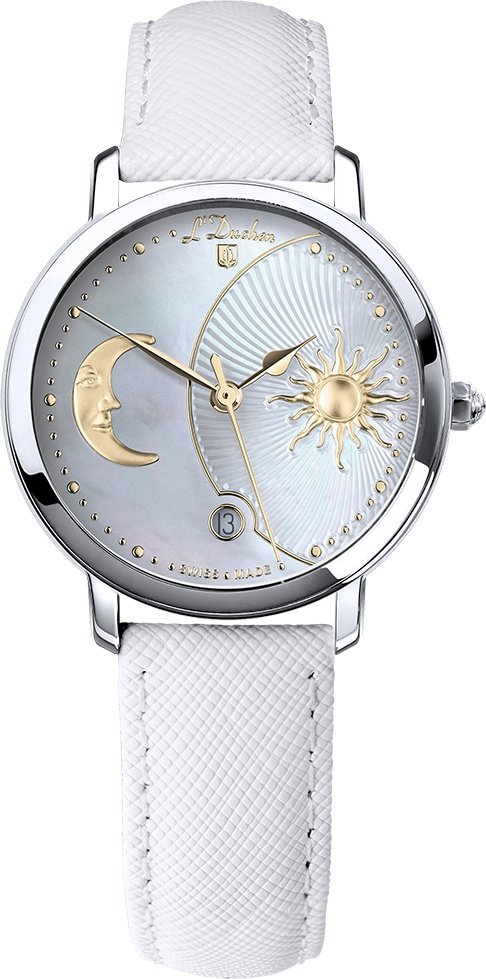 Женские часы L`Duchen Day-And-Night D 781.16.33, механизм кварцевый, циферблат белый, браслет кожа — Изображение 1